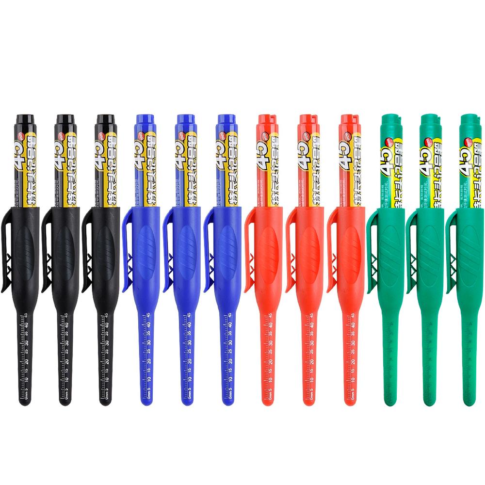 2-8Pcs 45mm Waterproof Long Head Nib Deep Hole Markers Pen Tile Carpenter Pen Multi-purpose for Woodworking Black/Blue/Red Ink