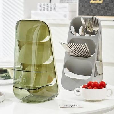 3 Layer Dustproof Storage Box Chopsticks Cage Tableware Rack Organizer Fork Spoon Divider Container Chopsticks Storage Boxs