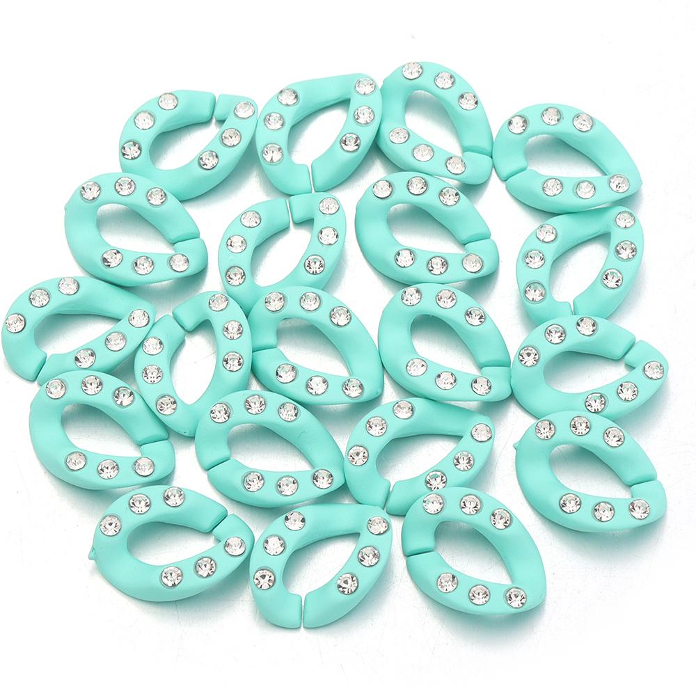 20pcs 19x14mm Acrylic Link Chain Clasp Colorful Open Buckle Beads Connector With Diamond For Jewelry Making Necklace Bag Chain