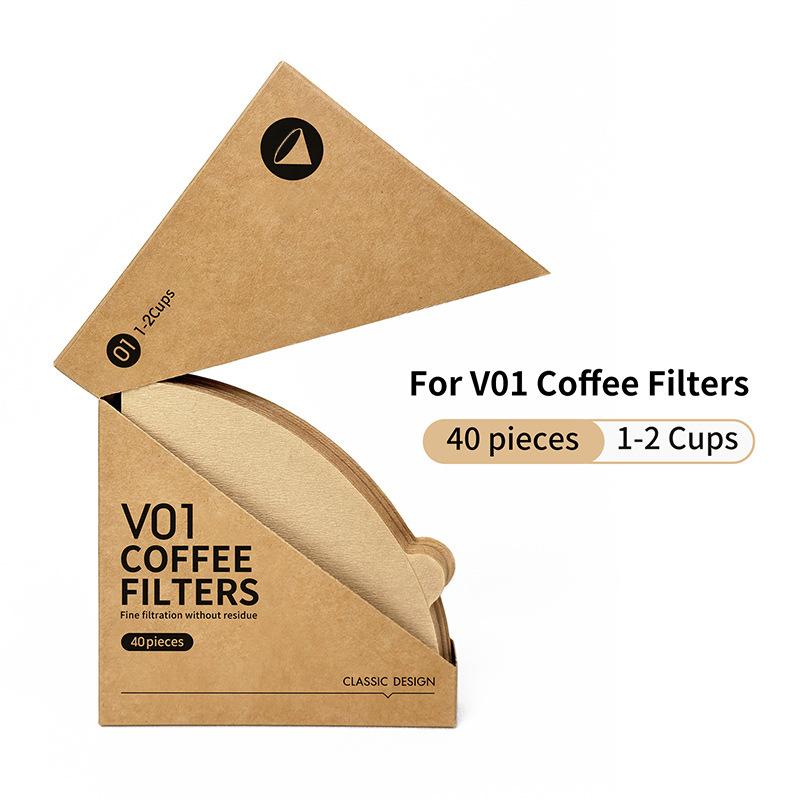 40/100 V-Shaped Coffee Filter 02/01 Natural Unbleached Disposable High Permeability Coffee Filter Coffee Machine Handle Filter