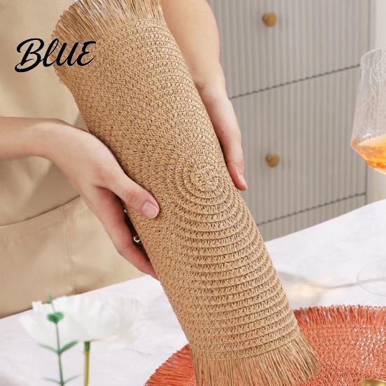 Tassel Table Mats Braided Round Placemats Woven for Kitchen Dining Large Plate Mat