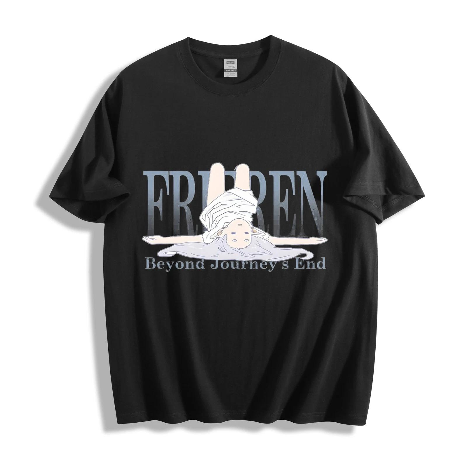 Frieren: Beyond Journey s End Frieren Upside Down Logo Anime T-Shirt- Unisex Tee XXXXL
