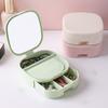 Travel Jewelry Case with Mirror And Comb Portable Compartmented Jewelry Storage Box Mini Jewelry Organizer for Women Earrings Small Accessories