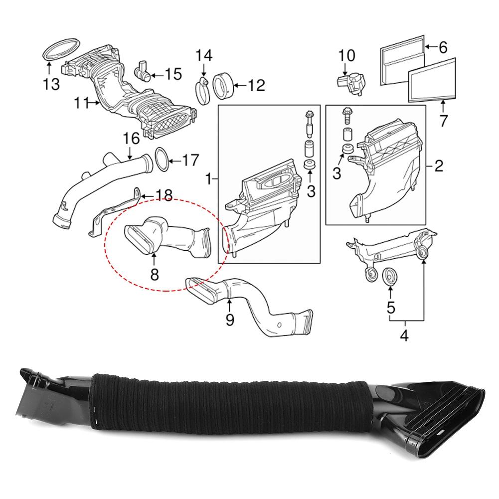 Auto Luftreiniger Luftansaugrohr Schlauch 642094879 6420948897 Passend für Mercedes Benz X166 GL350 2012 2016(Recht )