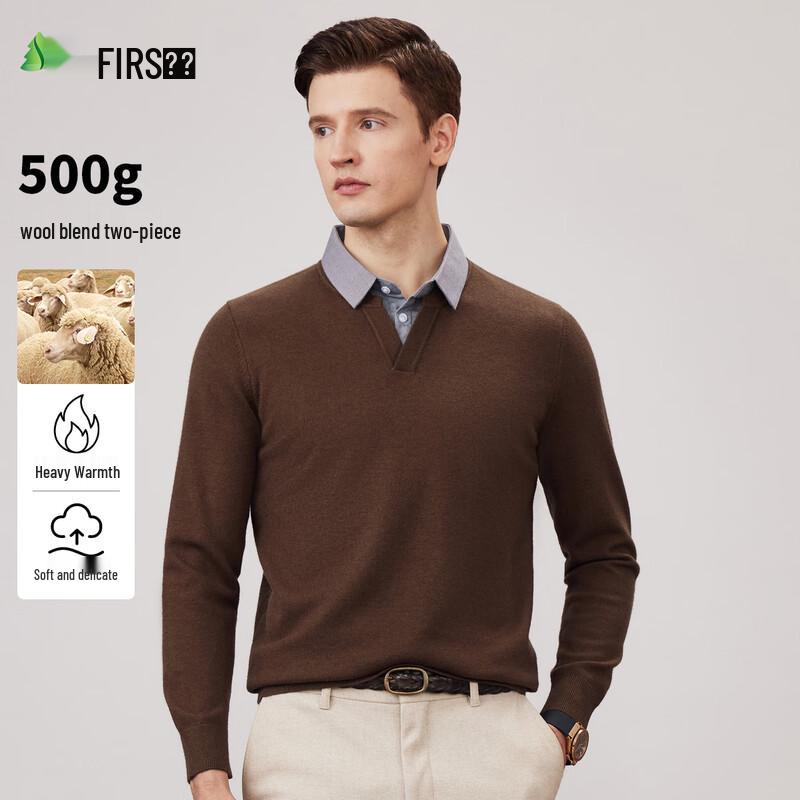 

Shanshan Men s Wool Blend Faux Two-Piece V-Neck Pullover Sweater XL