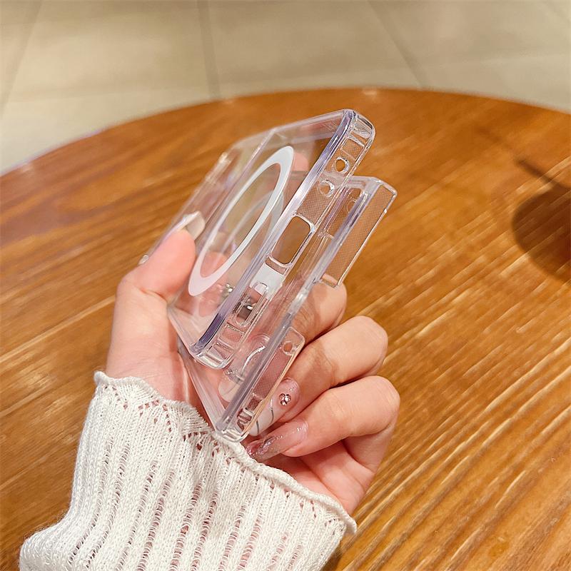 Original For Magsafe Magnetic Clear Case For Samsung Galaxy Z Fold 7 6 5 4 3 Z Flip 7 6 5 4 3 Wireless Charging Shockproof Cover