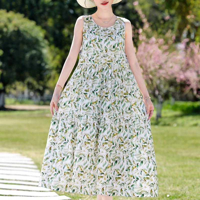 Elegantní dámské letní šaty nadměrné velikosti, ležérní volné dlouhé šaty bez rukávů, dámské vintage oblečení