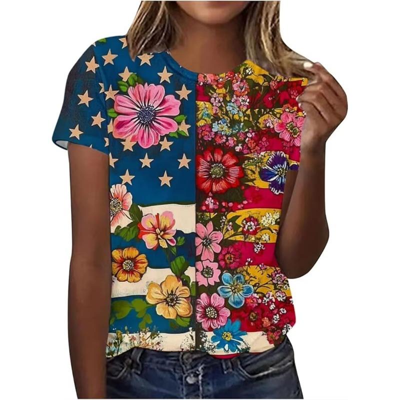 

Women T Shirt 3D Printed Top Blouse United States 250th Print T Shirt Short Shirts Summer Tops Tees XS