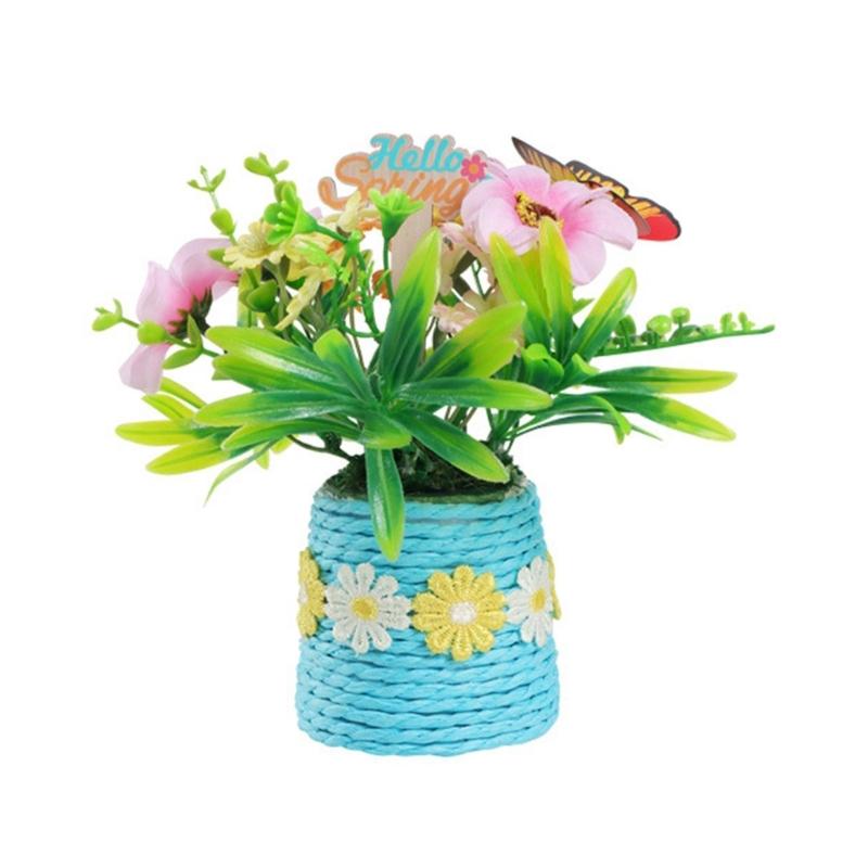 

Realistic Easters Faux Potted Plant Bonsais Spring Artificial Flowers Arrangement In Pots Vase for Festives Decorations синій