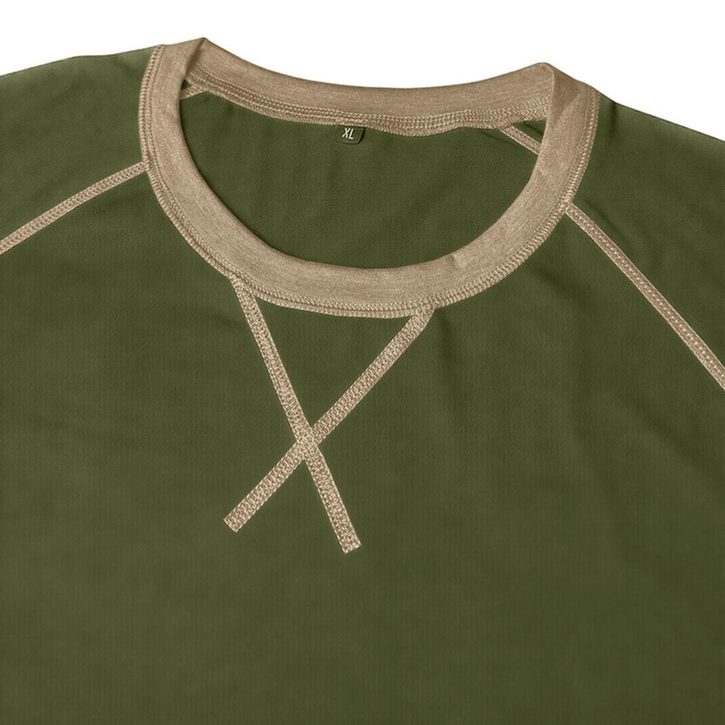 Men's Long Sleeve Crew Neck Casual T Shirt Color Block Stitching Detail Pullover Top Lightweight Comfortable Fit