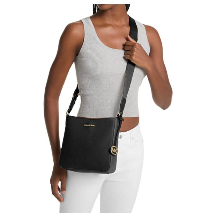 Michael Kors MK Jet Set Travel Coated Canvas Small Crossbody Bag With Gold Hardware Women Bags Black 35S4GTVC5L-BLACK