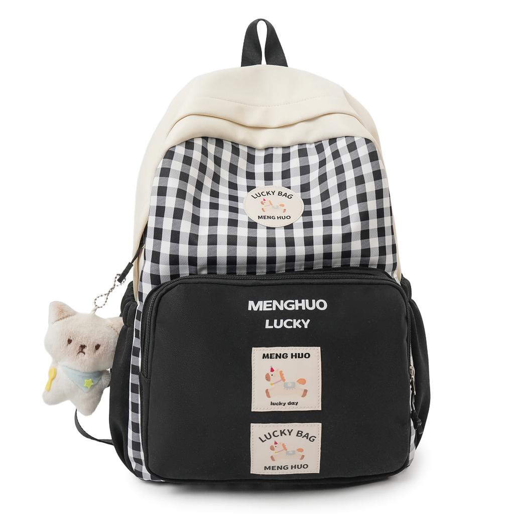 Schoolbag Japanese 1011 new high-value ins sweet plaid backpack middle school student schoolbag lightweight large-capacity backpack