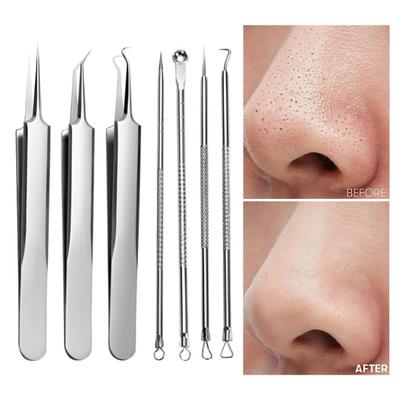 Yousheng 7-teiliges Mitesserentferner-Werkzeugset Edelstahl Akne-Extraktionsset Professioneller Mitesser-Whiteheads-Pickelentferner für das Gesicht