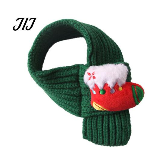 Cozy Puppy Winter Gear Christmas Knitted Pet Scarf with Reindeer & Stocking Decor, Adjustable Soft Reusable Decor Yarn Dog Cat Neck Collar,