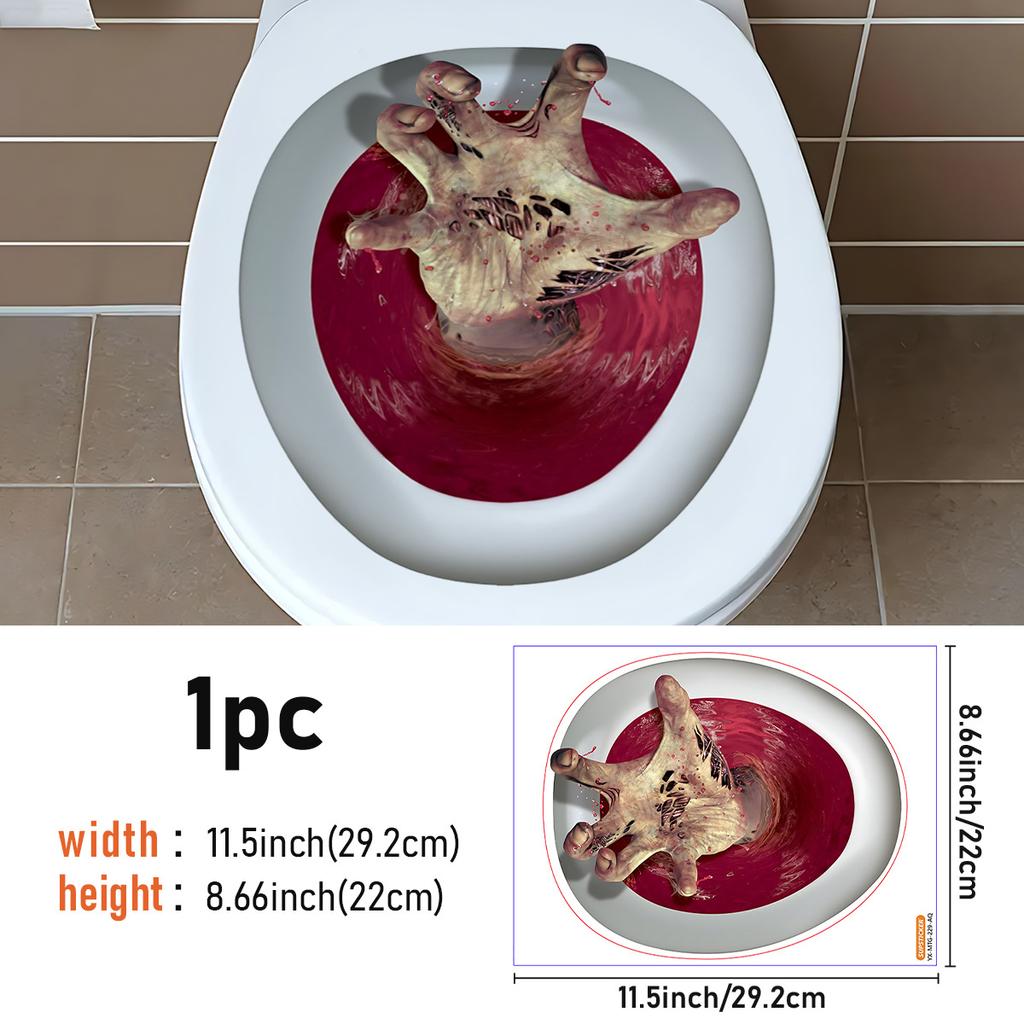 Halloween Toilet Sticker Horror Funny Sticker Self-Adhesive Decorative Sticker Toilet Toilet Lid Sticker
