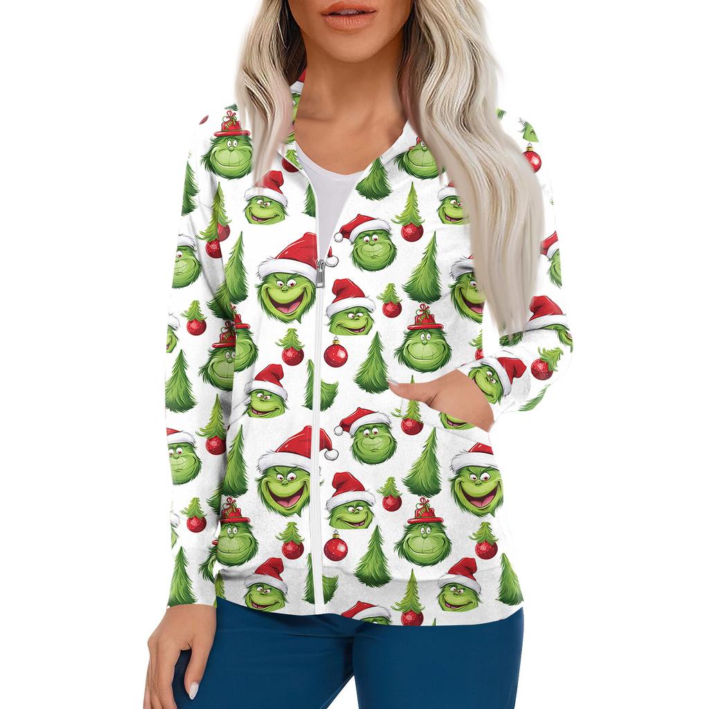 Women Long Sleeve Pattern Pocket Working Stand-up Collar Single-breasted Protective Overalls Cardigan Jacket Top