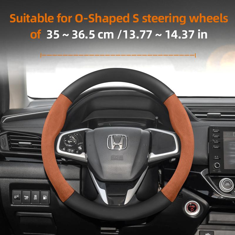 Suitable for Honda Suede Matte Carbon Fiber Texture Steering Wheel Cover Suitable for Civic Fit 8Th Gen 8 City Accord 9 10 Vezel Freed Breeze 7 ZB4