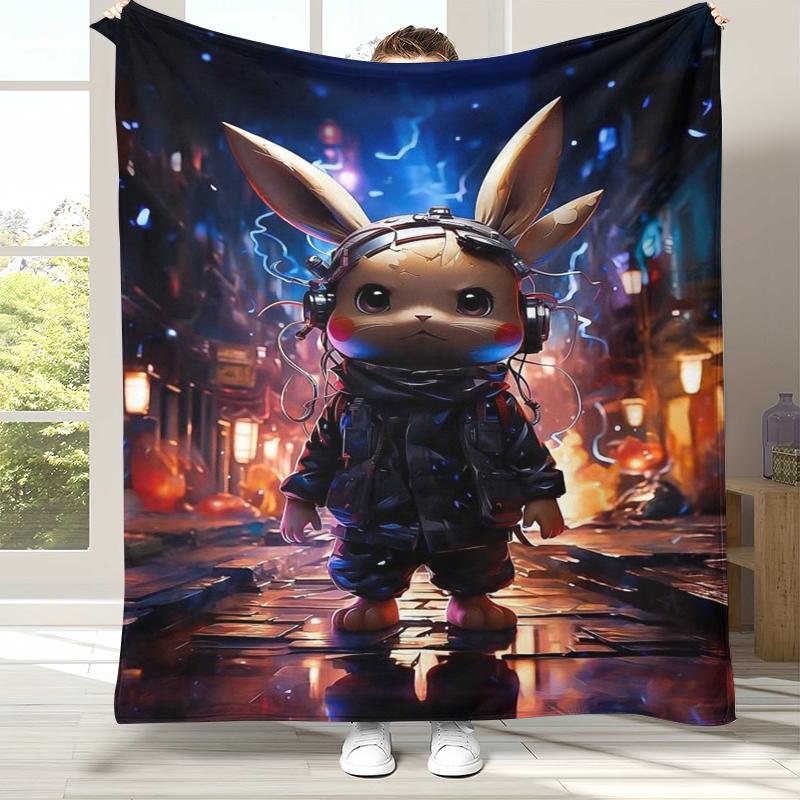 6 Style Pikachu Pokemon Flannel Blanket,Ultra Soft Warm Plush Throw for Home Bedroom Bed Sofa Cover Office Camping Picnic Gift