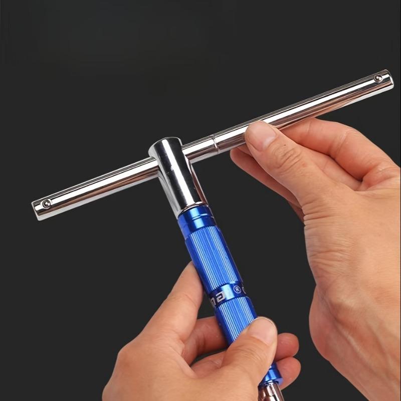 Multifunctional T-Handle Socket Wrench Set, Interchangeable Sockets and Lever Bar, Easy to Use Hand Tool for Repair Work