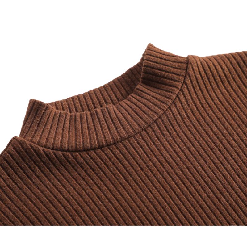 Dámský svetr s polovičním rolákem Podzimní pruhovaný top Dámské jednobarevné pulovry Dlouhý rukáv Teplé dámské oblečení