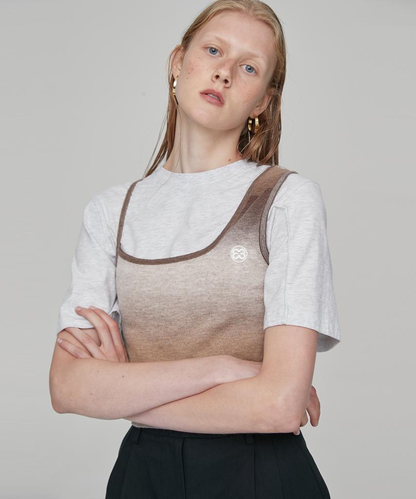 EN OR Unbalance Sleeveless Knit - Brown