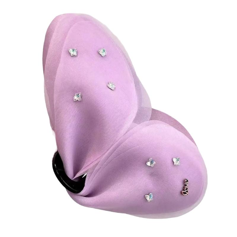 

Elegant Mesh Bows Hair Clip For Women Summer Sheer Hair Accessory With Practical Barrettes For Daily Styling фіолетовий