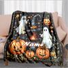 1PC Custom Name Halloween Ghosts Pumpkins outdooor Flannel blankets Throw Blanket All-Season Throw Gift Bedspread for Couch, Bed, Camping Holiday Birt