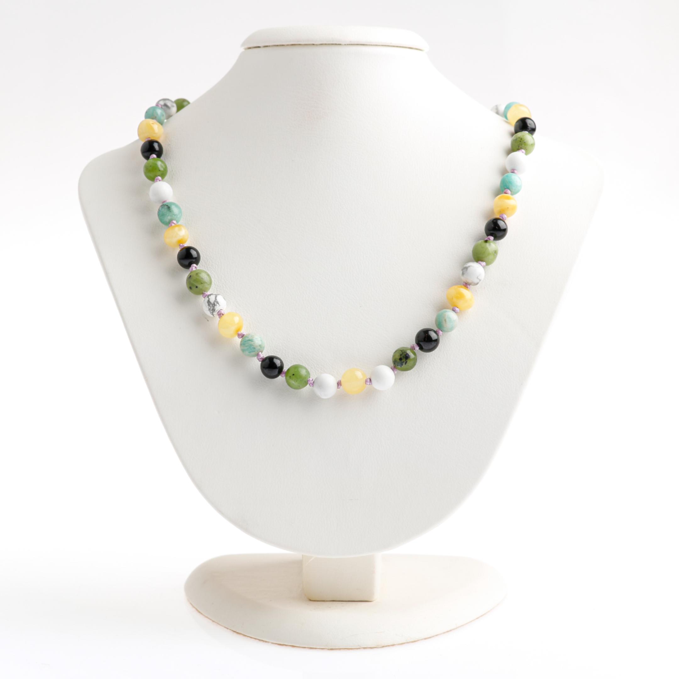 

Детское ожерелье из натурального камня 6 мм, связанное узлом ожерелье 35 CM