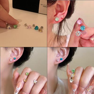 Color Butterfly Love Crystal Earbone Stud Women'S Mini Is Small And Exquisite And Versatile, No Need To Take Off Earrings And Earrings When Sleeping.