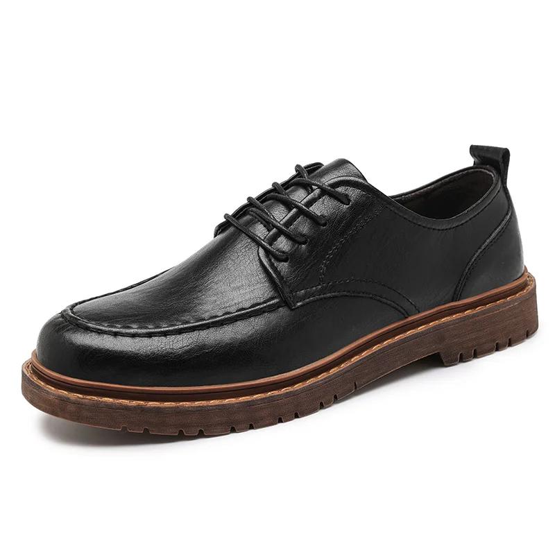 Genuine Leather Mens Oxford Shoes New British Casual Leather Shoes New Trend Versatile Man Business Dress Footwear Formal Flats