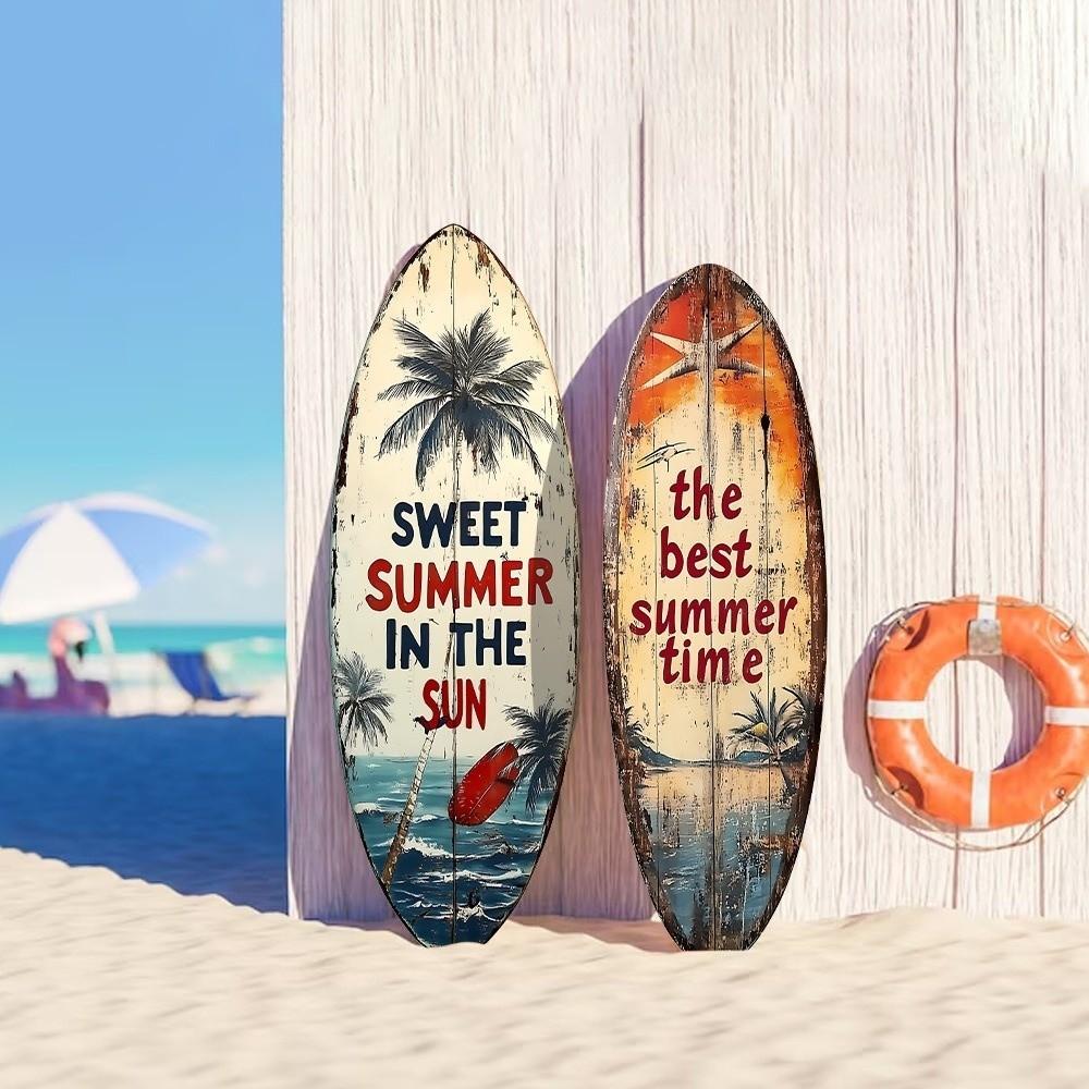 Summer Wooden Surfboards Wall Decor Colorful Surfboard Sign Ornament Festival Decor