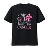 Womens My God Is Bigger Than Cancer Breast Awareness Jesus T Shirt Black Vintage Washed Unisex Comfortable Soft Stylish