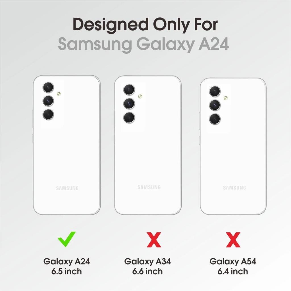 (Comes with Wrist Strap)for Samsung Galaxy A24 Case , Simple Transparent Hard Back  Shockproof  Advanced Bumper Cover Camo Black Case Casing