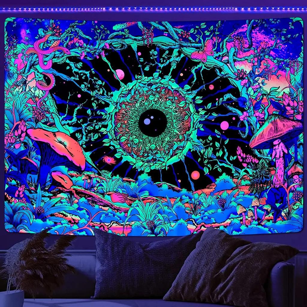 Fluorescent Tapestry Bohemian Indoor Decoration Requires Uv Light To Glow Yoga Meditation Wall Hanging Tapestry
