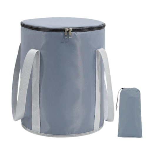 JP Number Footbath Bucket with Lid, Insulated, Foldable, Portable, Deep, Bag-Shaped, 36cm (Gray)