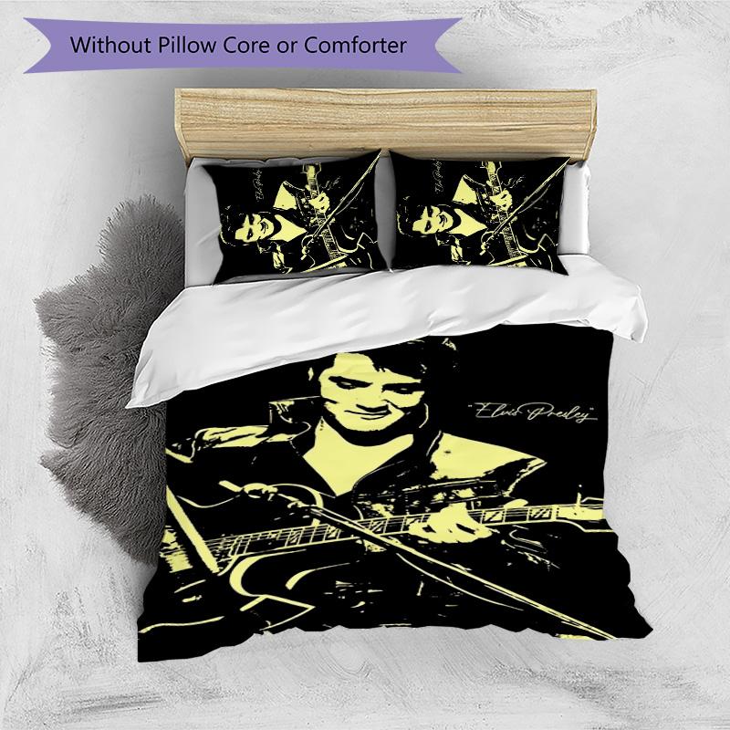 Elvis 3pcs Bedding Set Duvet Cover Closure Includes 1 Duvet Cover & 2 Pillowcases for All Seasons Bedroom Home Dorm Decor