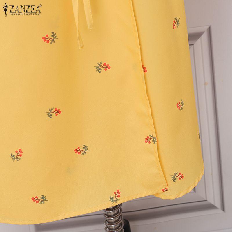 ZANZEA Women Casual V-Neck Half Sleeve Elegant Summer Floral Print Dress