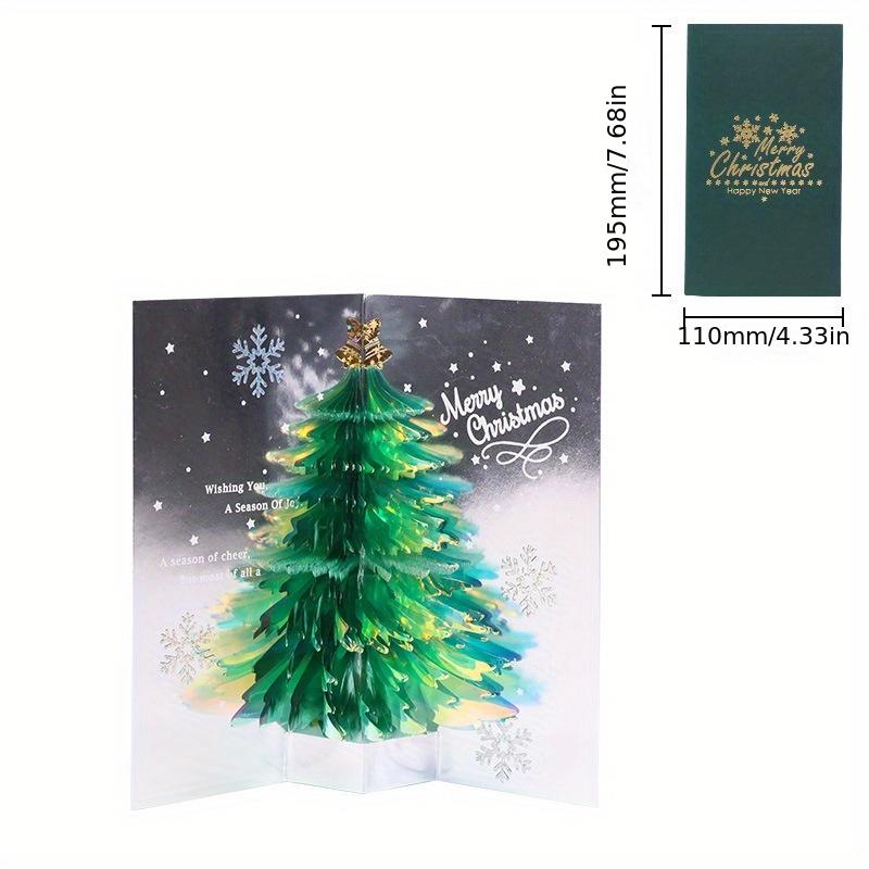 Festive 3D Holiday Card Christmas Tree Decor with New Year Wishes Gift for Loved Ones 3 Color Choices