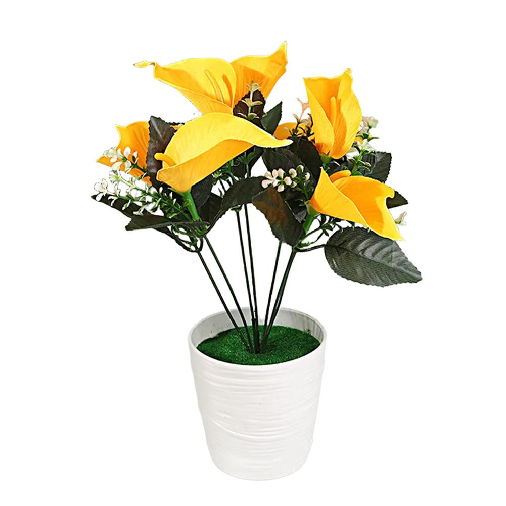

Simulation Silk Calla Lily Small Potted For Home Room Decor Garden Outdoor Vase Flower Mother s Day Wedding Decoration жёлтый