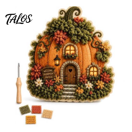 Educational Art Activity for Adults 3D House Theme Fabric Punch Needle Kit Beginners & Adults, Complete DIY Decorative Fantasy Home Ornament