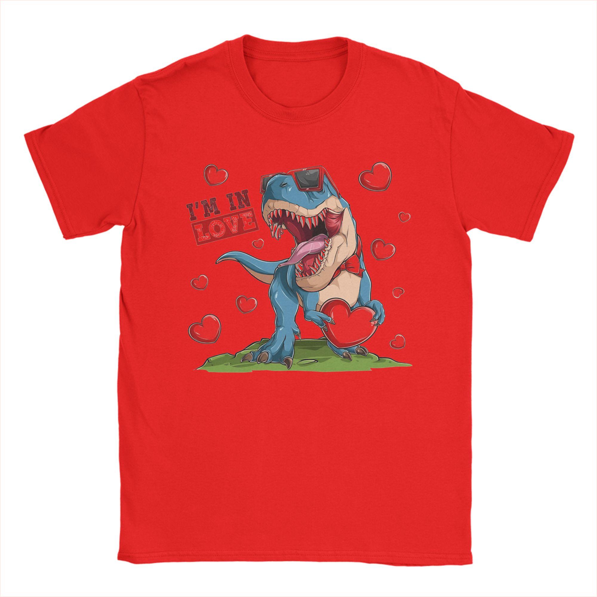 Trex Dino I steal hearts TShirt for Unisex Casual Cotton Tees Crewneck Short Sleeve T Shirt New Arrival Tops S