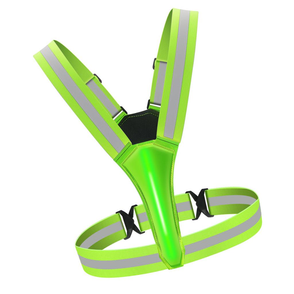Led Reflective Running Vest Light with Strap High Visibility Up to 300m Elastic Fabric for Adults Kids