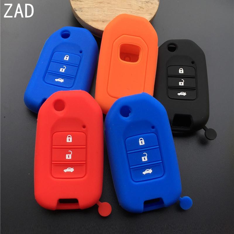 ZAD silicone rubber Car Key Cover case for Honda Accord 9 Crider Civic Jade SPIRIOR CR-V Fit 3 Buttons Flip Folding Key