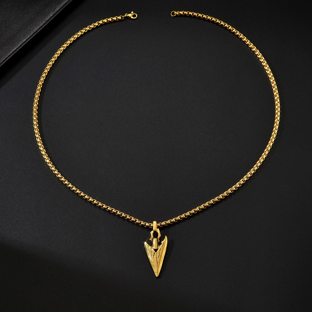 European American Stainless Steel Arrow Pendant Necklace Double Color Hip Hop Style Retro Vintage Texture Men's