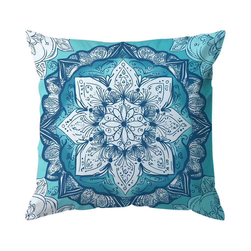 1/4pcs Teal Mandala Cushions Pillowcase Polyester Cushion Cover Throw Pillow Pillowcover Home Car Sofa Decor