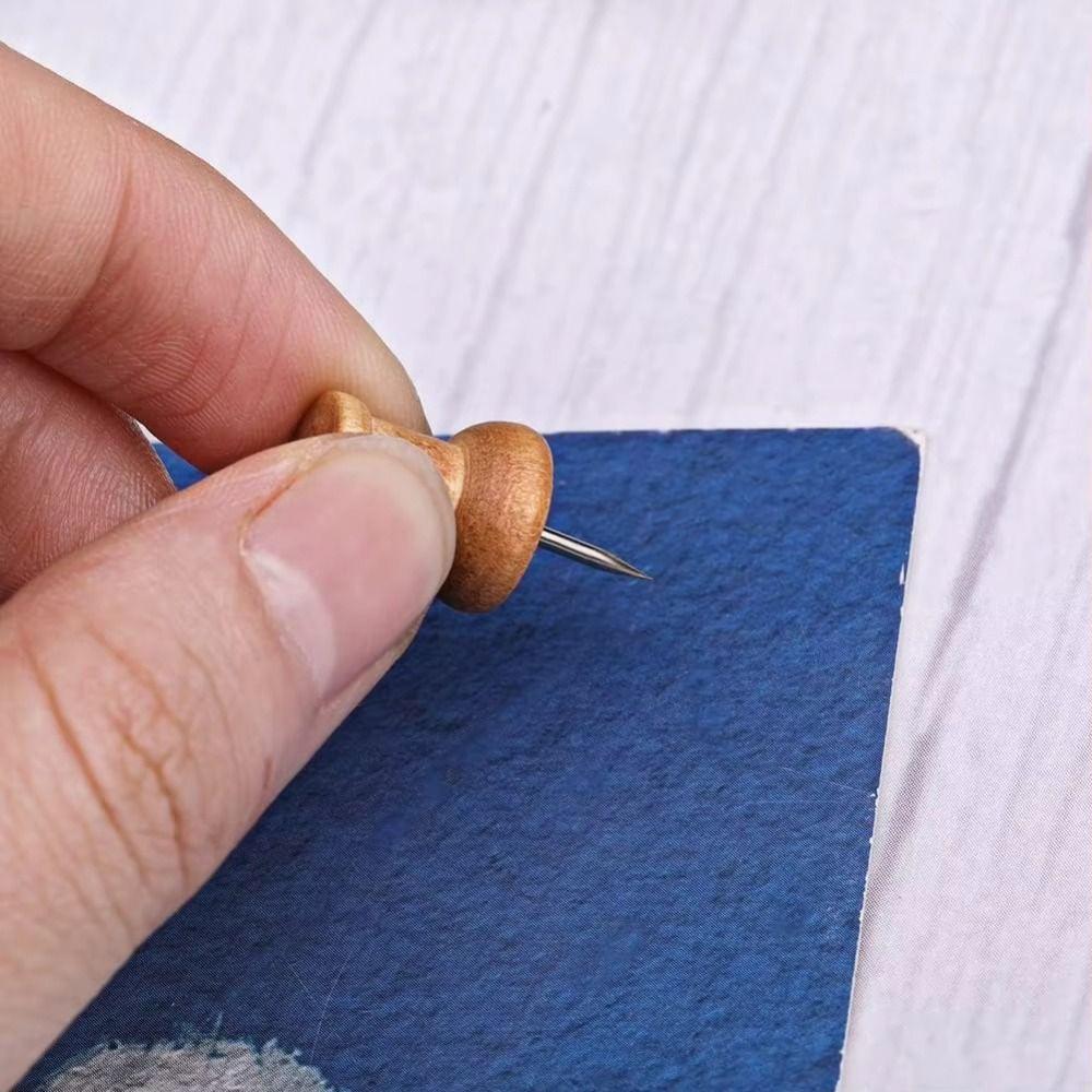 114Pcs Various Style Drawing Thumb Tacks Decorative Cork Board Thumbtack Wood Push Pins  Office