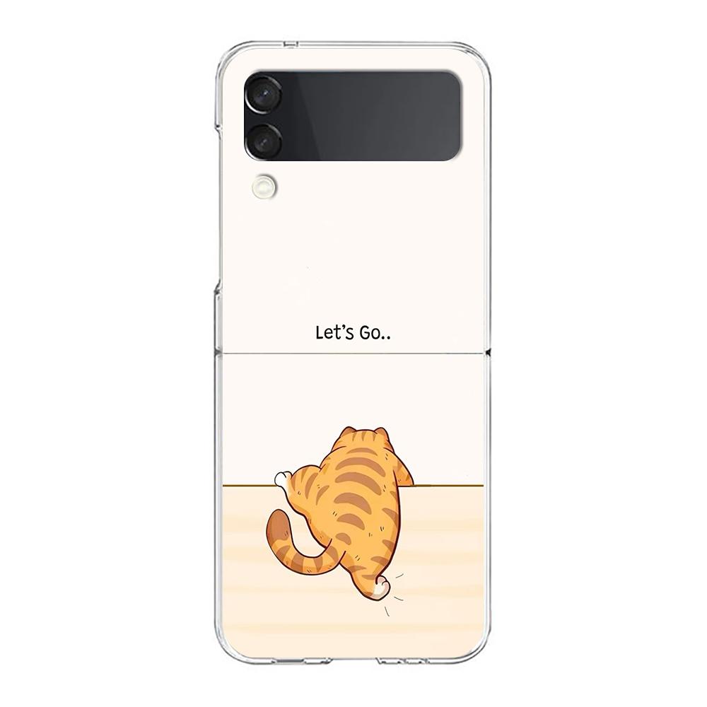 Transparent Phone Case For Samsung Galaxy Z Flip 3 4 5 6 7 Hard Folding PC Z Flip3 Flip4 Cover Dog Cat Couple