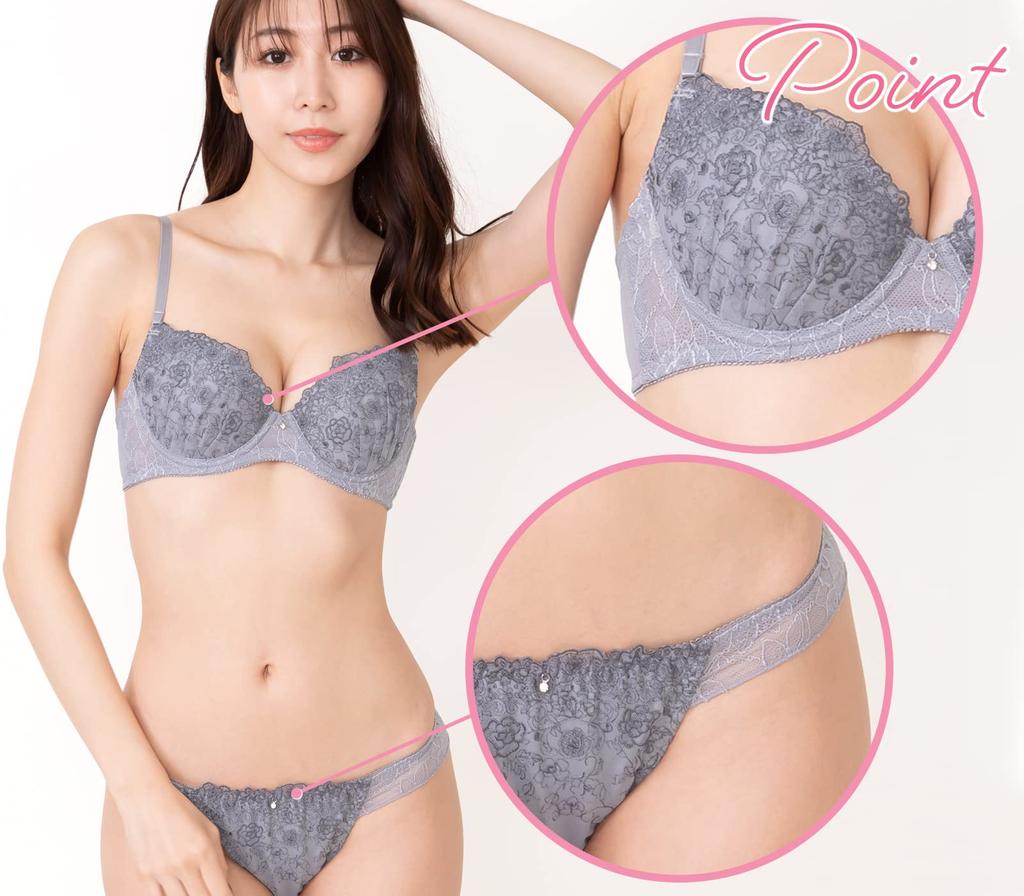 Chica Hurra Pink B70 Bra and Panty Embroidered Cup Floral Soft Small Bust Petite Lingerie Petite Panties and Panties Set Women's Set, 3/4 Print,
