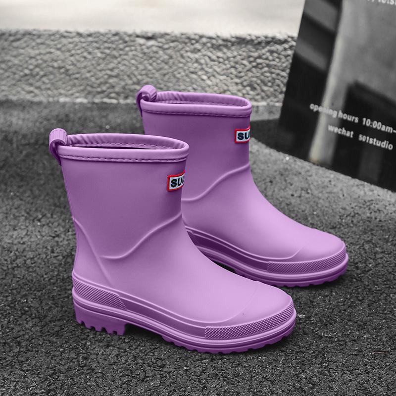 

Модная дождевая обувь женская трендовая короткая средней длины, водонепроницаемая обувь для воды на четыре сезона, уличная рабочая обувь для автомойки, водонепроницаемая и нескользящая резиновая дождевая обувь 41