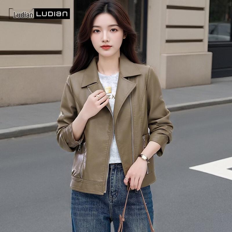 Женская короткая винтажная куртка из искусственной кожи LUDIan 185/104A